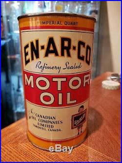 Vintage EN-AR-CO Imperial Quart Motor Oil Can huile a moteur, ENARCO White Rose