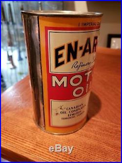 Vintage EN-AR-CO Imperial Quart Motor Oil Can huile a moteur, ENARCO White Rose