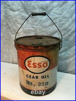 Vintage ESSO Gear Oil Can 5 Gallon wood handle 1950s Garage Gas Oil Advertising