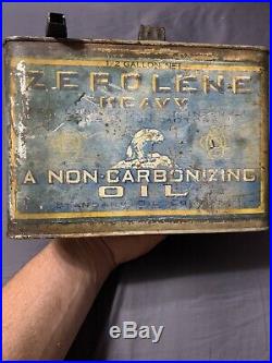 Vintage Early Rare 1/2 Half Gallon Zerolene Standard Oil Polar Bear Oil Can