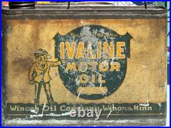Vintage Early Rare Metal Ivaline Square Motor Winona Oil Co Can Winona MN
