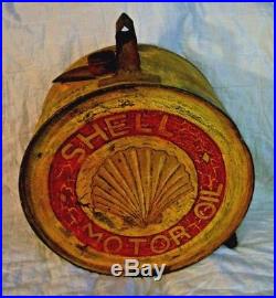 Vintage Early SHELL Motor Oil 5 Gallon Rocker Can Gas Station Stlewis Can Co 20s