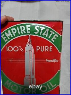 Vintage Empire State Two Gallon Service Station Oil Tin Can