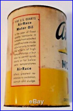 Vintage Empty 5 Quart Deep Rock Air Race Premium Oil Can Airplane Gas Station