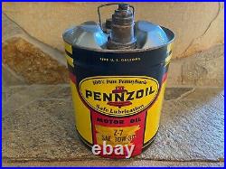 Vintage Empty- Pennzoil Z-7 Motor Oil- 5 Gallon Can- Mancave Gas Oil Advertising