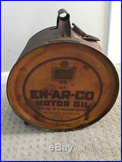 Vintage En-Ar-Co Motor Oil 5 Gallon Rocker 1928 National Refining Co 17 x 14