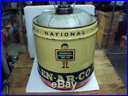Vintage En-ar-co 5 Gallon Service Station Oil Can 12-z