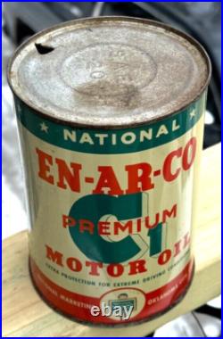 Vintage EnArco C1 Metal Oil Can Gas/sign Quart Tin Nice graphic En-Ar-Co