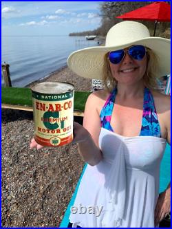 Vintage EnArco C1 Metal Oil Can Gas/sign Quart Tin Nice graphic En-Ar-Co