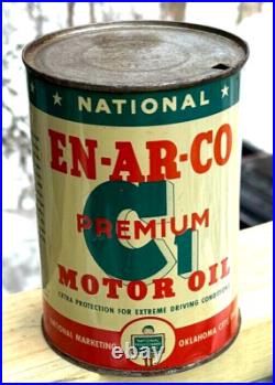 Vintage EnArco C1 Metal Oil Can Gas/sign Quart Tin Nice graphic En-Ar-Co