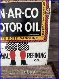 Vintage Enarco Motor Oil Sign Tin Advertising Enarco