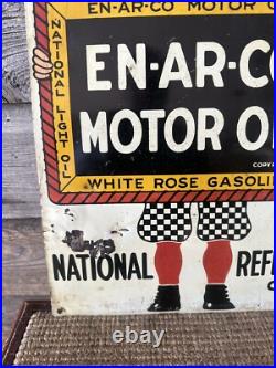 Vintage Enarco Motor Oil Sign Tin Advertising Enarco