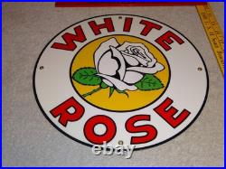 Vintage Enarco White Rose Gasoline 11 3/4 Porcelain Metal Canada Gas & Oil Sign