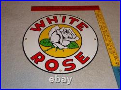 Vintage Enarco White Rose Gasoline 11 3/4 Porcelain Metal Canada Gas & Oil Sign