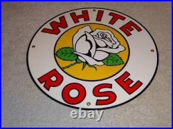 Vintage Enarco White Rose Gasoline 11 3/4 Porcelain Metal Canada Gas & Oil Sign