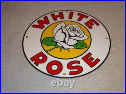 Vintage Enarco White Rose Gasoline 11 3/4 Porcelain Metal Canada Gas & Oil Sign