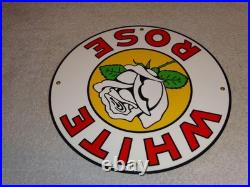 Vintage Enarco White Rose Gasoline 11 3/4 Porcelain Metal Canada Gas & Oil Sign