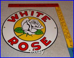Vintage Enarco White Rose Gasoline 11 3/4 Porcelain Metal Canada Gas & Oil Sign