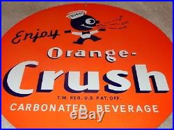 Vintage Enjoy Wards Orange Crush Crushy 11 3/4 Metal Soda Pop Gasoline Oil Sign