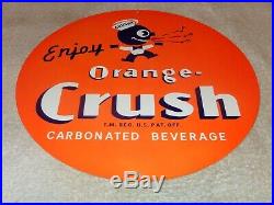 Vintage Enjoy Wards Orange Crush Crushy 11 3/4 Metal Soda Pop Gasoline Oil Sign
