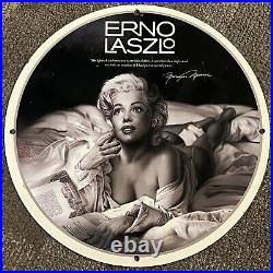 Vintage Erno Laszlo Porcelain Sign Gas Oil Station Marilyn Man Cave Service Ad