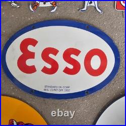 Vintage Esso 1957 Standard Old Us Gasoline Oil Gas Pump Enamel Porcelain Sign