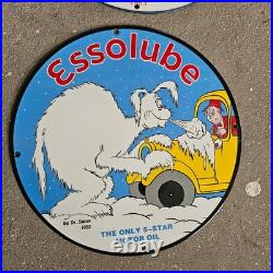 Vintage Esso 5 Star 1953 Old Us Gasoline Oil Gas Pump Enamel Porcelain Sign