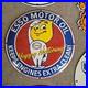 Vintage Esso Boy Motor Old Us Gasoline Oil Gas Pump Enamel Porcelain Sign