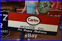 Vintage Esso Carter sign Tin wood frame backing rare 1950's Gas Station Oil Adv