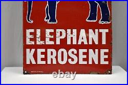 Vintage Esso Elephant Kerosene Porcelain Enamel Sign Bengal Enamel 24x12 Inches