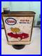 Vintage Esso Extra Motor Oil Slim Tin Can With Mr & Mrs. In The Red Car
