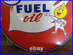 Vintage Esso Fuel Oil Porcelain Enamel Gas Station Pump Sign 12