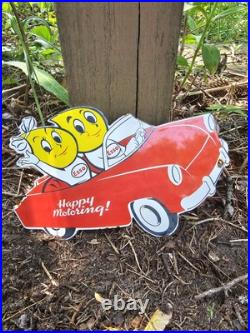 Vintage Esso Gasoline Oil Drop Boy Girl Porcelain Gas Automobile Pump Sign