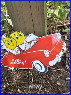 Vintage Esso Gasoline Oil Drop Boy Girl Porcelain Gas Automobile Pump Sign