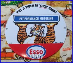 Vintage Esso Gasoline Porcelain Gas Motor Oil Service Station Pump Plate Ad Sign