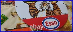 Vintage Esso Gasoline Porcelain Gas Motor Oil Service Station Pump Plate Ad Sign