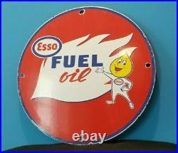 Vintage Esso Gasoline Porcelain Motor Oil Drop Boy Service Station Pump Sign