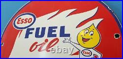 Vintage Esso Gasoline Porcelain Motor Oil Drop Boy Service Station Pump Sign