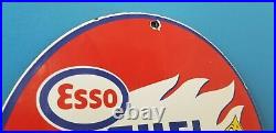 Vintage Esso Gasoline Porcelain Motor Oil Drop Boy Service Station Pump Sign