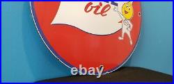 Vintage Esso Gasoline Porcelain Motor Oil Drop Boy Service Station Pump Sign