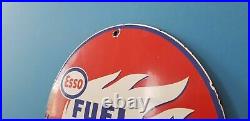 Vintage Esso Gasoline Porcelain Motor Oil Drop Boy Service Station Pump Sign