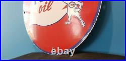 Vintage Esso Gasoline Porcelain Motor Oil Drop Boy Service Station Pump Sign