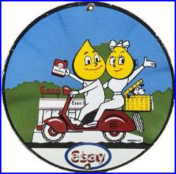 Vintage Esso Gasoline Porcelain Sign Gas Station Pump Plate Motor Oil Service