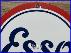 Vintage Esso Gasoline Porcelain Sign Gas Station Pump Plate Motor Oil Service