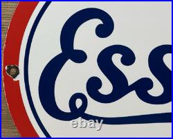 Vintage Esso Gasoline Porcelain Sign Gas Station Pump Plate Motor Oil Service