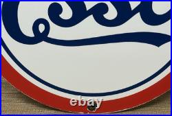 Vintage Esso Gasoline Porcelain Sign Gas Station Pump Plate Motor Oil Service