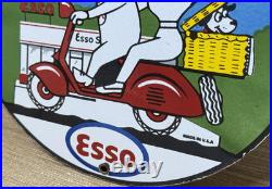 Vintage Esso Gasoline Porcelain Sign Gas Station Pump Plate Motor Oil Service