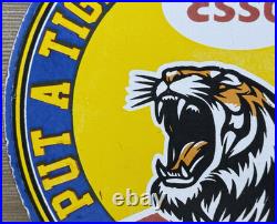 Vintage Esso Gasoline Porcelain Sign Put A Tiger In Your Tank Gas Oil Pump Plate