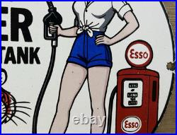 Vintage Esso Gasoline Porcelain Sign Put A Tiger In Your Tank Gas Oil Pump Plate Vintage Esso Gasoline Porcelain Sign Put A Tiger In Your Tank Gas Oil Pump Plate