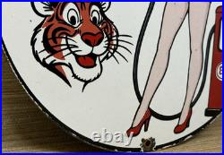 Vintage Esso Gasoline Porcelain Sign Put A Tiger In Your Tank Gas Oil Pump Plate